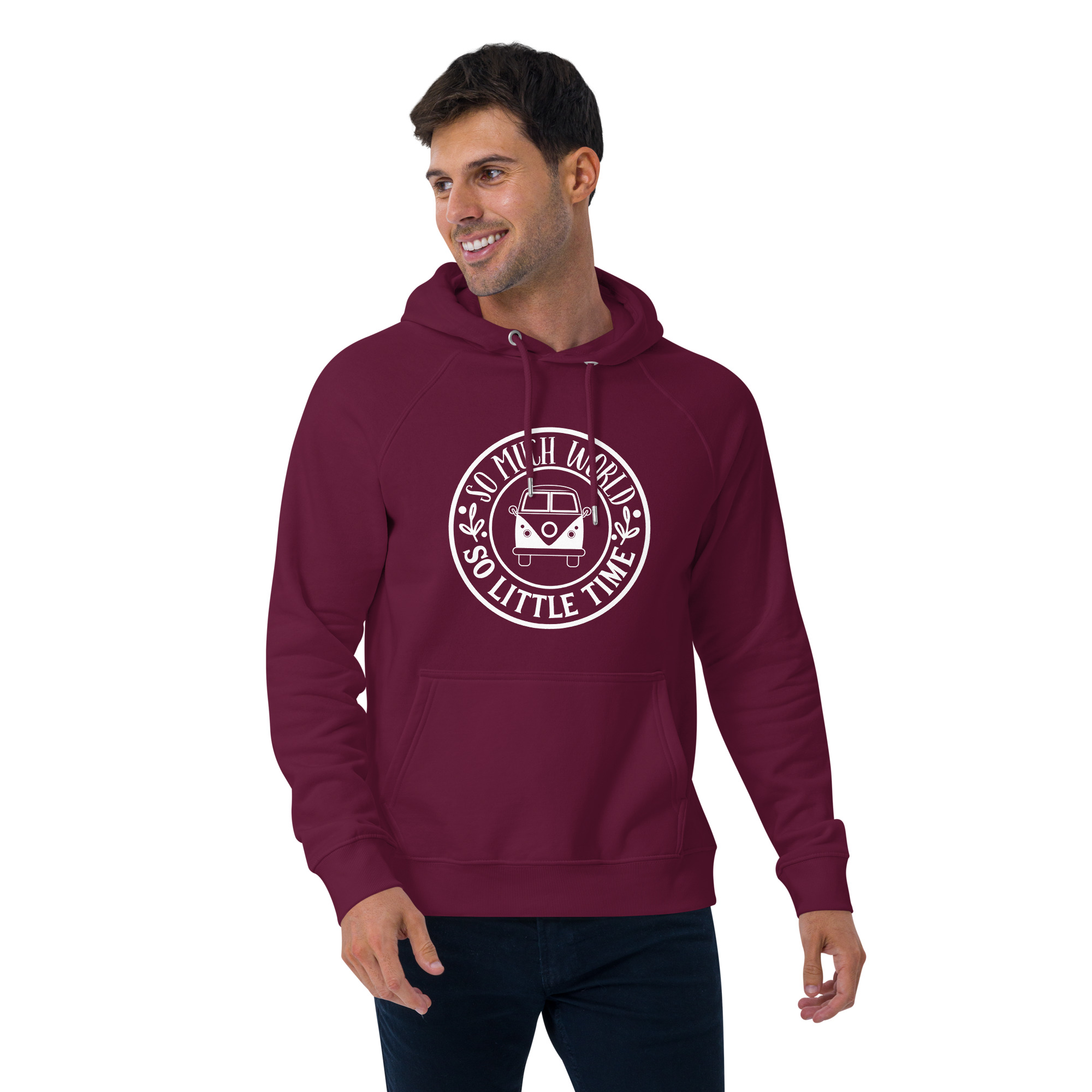 So Much World, So Little Time | Unisex Eco Raglan Hoodie - Image 2